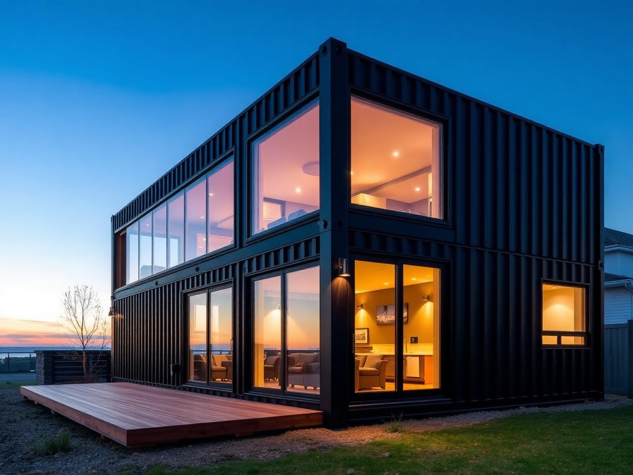Interior contemporâneo de container habitável